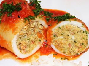 Calamars farcis au chorizo