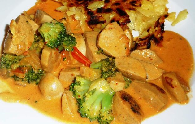 Saucisses de veau aux tomates et brocolis